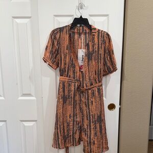 Umgee Orange and Black Striped wrap dress - Size Small